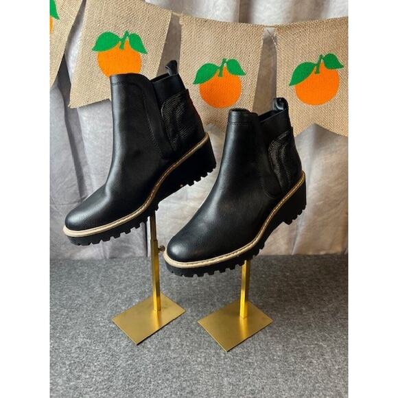 Dolce Vita Shoes - Dolce Vita Womens 9 Black Rango Wedge Lug Sole Faux Leather Boots Moto Goth